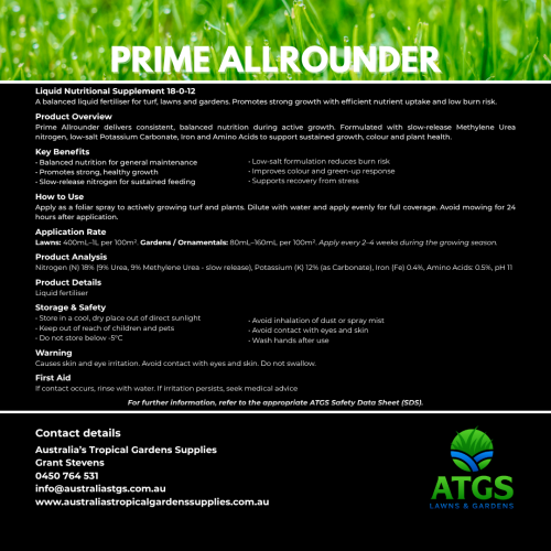 Prime Allrounder liquid fertiliser for lawns and gardens balanced nutrition
